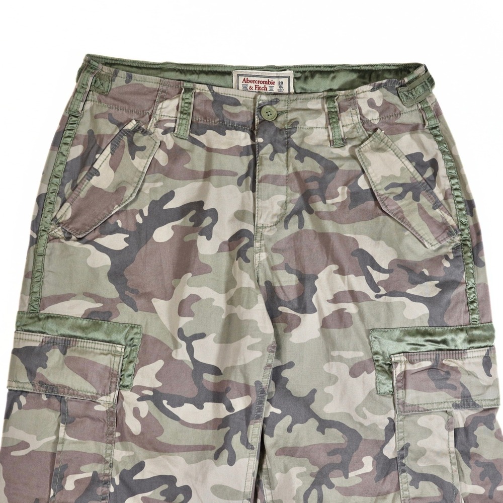 Abercrombie & Fitch Vintage Cargo Pants Womens 29 Camo Green Utility Y2K Multi - Picture 2 of 14